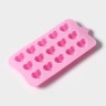 Форма для конфет и шоколада Доляна «Сердечки», силикон, 19.5×10×1.8 см, 15 ячеек (2.7×2.3 см), розовая
