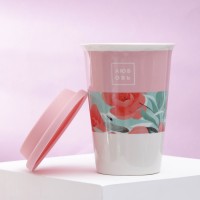 Стакан керамический с силиконовой крышкой «Любовь», 300 мл, цвет белый