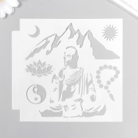 Трафарет пластик "Будда" 13х13 см