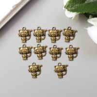 Декор для творчества металл "Котёночек" бронза 1,8х1,8 см