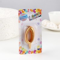 Свеча для торта «Цифра 0», золотая, 5.5 см