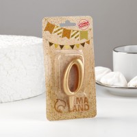 Свеча для торта «Цифра 0», золотая, 5.5 см