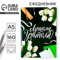 Ежедневник «Лучшему Учителю», формат А5, твёрдая обложка картон 7БЦ, 160 листов