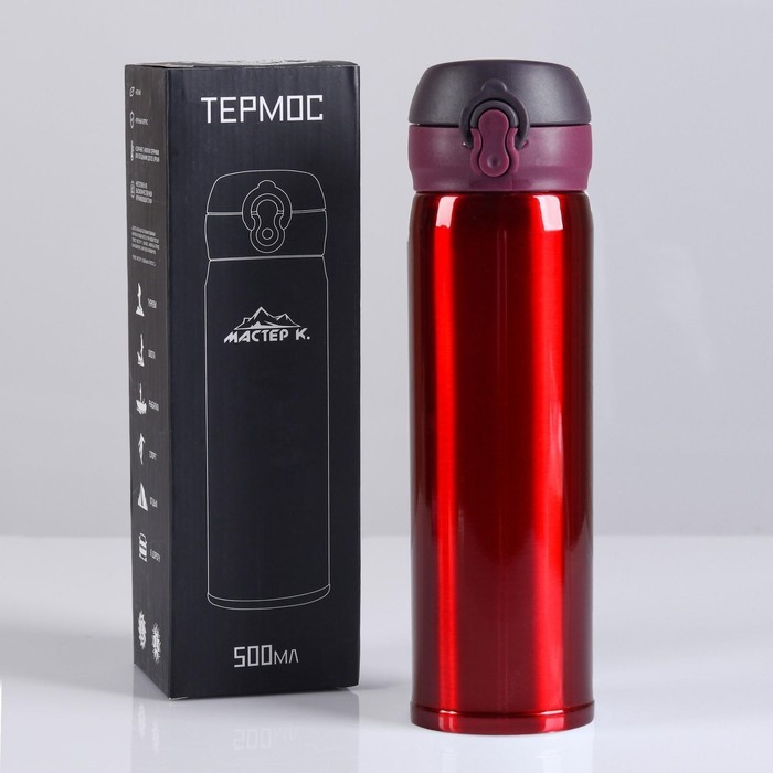 Термос Мастер К «Топ», 500 мл, сохраняет тепло 8 ч, нержавеющая сталь, микс