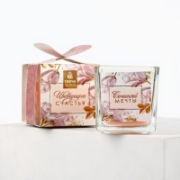 Свеча ароматическая в стекле «Сочиняй мечты» аромасвеча, аромат малина, 5,3 х 5,3 х 5,5 см.