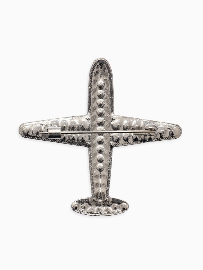 Брошь «Самолёт» туристический, цвет белый в серебре