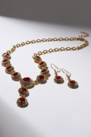 Набор 2 предмета: серьги, колье «Великолепный век», цвет бело-красный в золоте, 42см