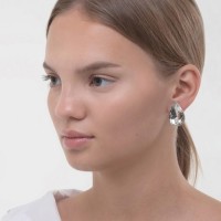 Клипсы для ушей QF «Вечеринка», капли, цвет белый в серебре