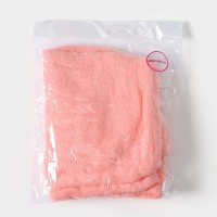 Чалма для сушки волос Доляна, микрофибра, с пуговкой, розовая