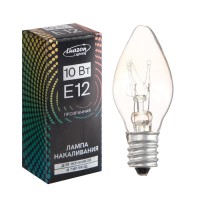 Лампа накаливания, 10 Вт, E12, 220 В, для ночников и гирлянд, прозрачная