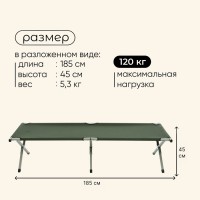 Раскладушка maclay, складная, 184×59×40 см, до 120 кг, цвет зелёный