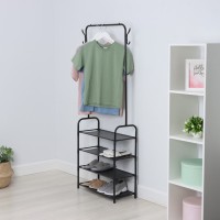 Вешалка - стойка напольная для одежды LaDо́m, с полками для хранения, 4 яруса, 60×26×160 см, чёрная