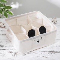 Корзина для хранения с ручками Доляна «Мишка», 9 ячеек, 28×28×11 см, цвет голубой