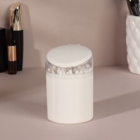 Органайзер для ватных палочек, с крышкой, с зеркалом, d=6.8×9.8 см, белый, прозрачный