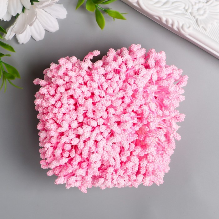 Тычинки для цветов "Капельки пузырьковые светло-розовые" 4х7 мм набор 700 шт длина 6,5 см