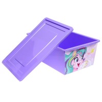 Ящик для игрушек с крышкой, «Радужные единорожки», объём 30 л, цвет сиреневый