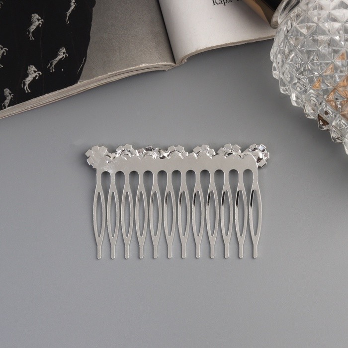 Гребень для волос QF «Медея», цветы, 7×4 см, серебро