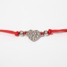 Браслет «Красная нить» сердце, белый в серебре, 6 см