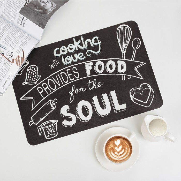 Салфетка сервировочная на стол «Кулинария», 42×27 см, цвет чёрный