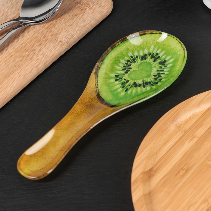 Подставка под ложку Доляна «Романтичный киви», 23,5×8,3 см, цвет зелёный