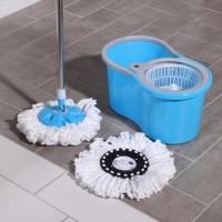Швабра с отжимом и ведром на колёсиках с пластиковой центрифугой Доляна, 14 л, швабра, запасная насадка из микрофибры, МИКС