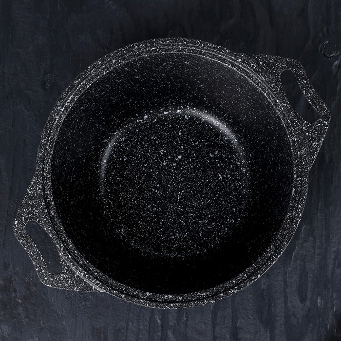 Кастрюля, 4 л, стеклянная крышка, антипригарное покрытие, цвет тёмный мрамор