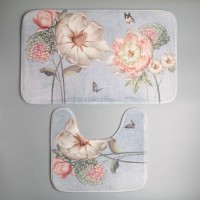 Коврики для ванной и туалета Доляна «Весна», 2 шт., 40×45 см, 45×75 см