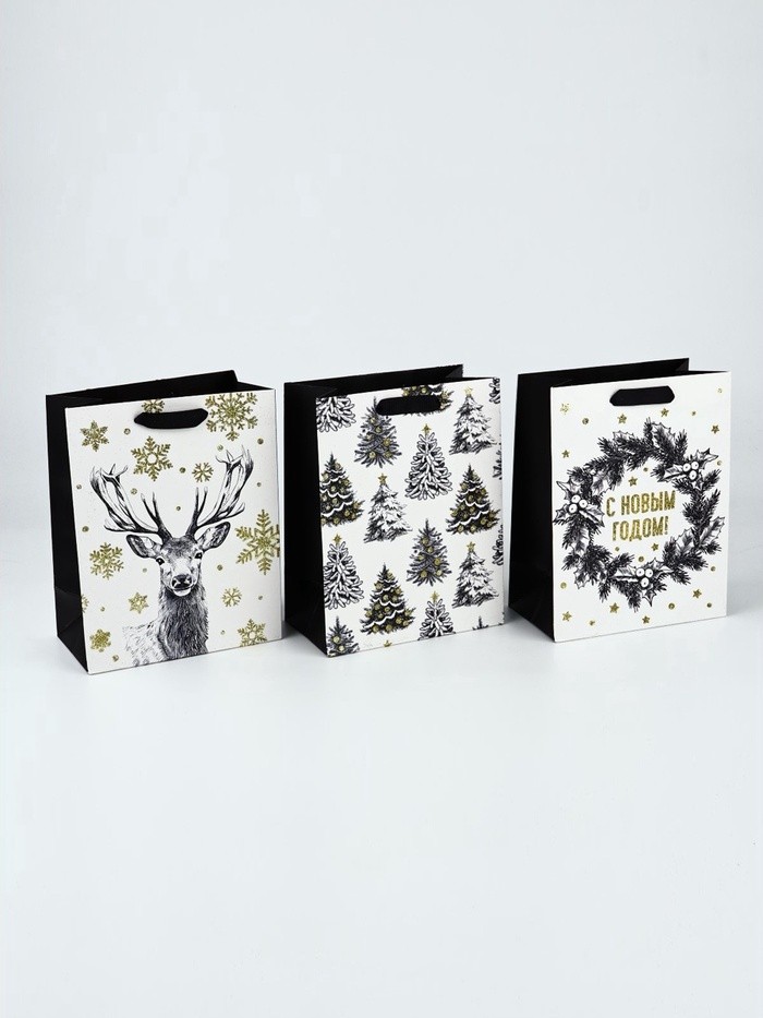 Набор пакетов «Новый год», 3 шт,  18 × 23 × 9 см