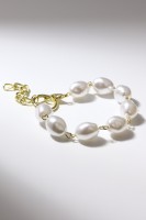 Браслет жемчуг «Барокко» бусины, цвет белый в золоте, L=18 см