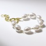 Браслет жемчуг «Барокко» бусины, цвет белый в золоте, L=18 см
