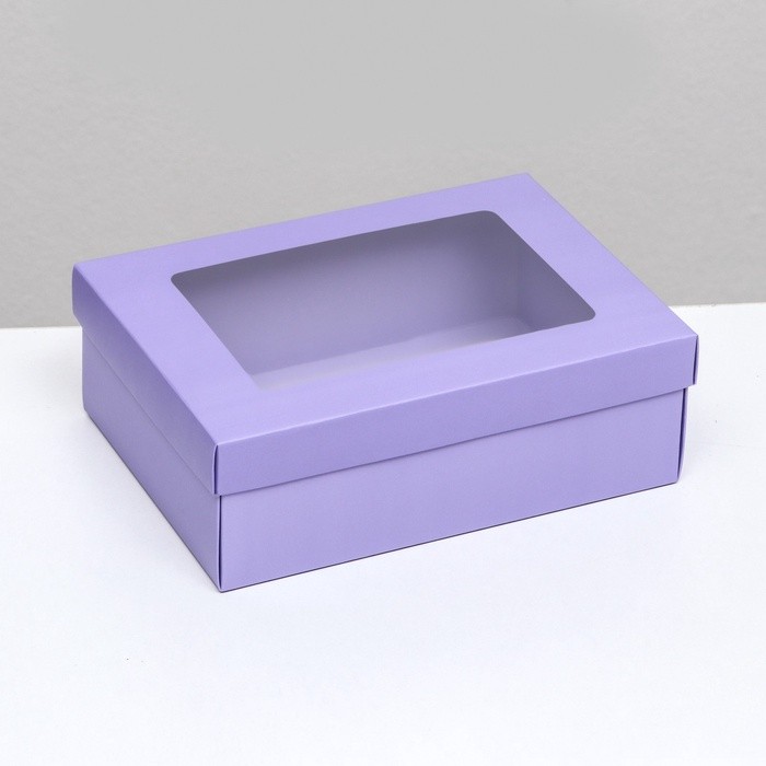 Коробка подарочная складная, упаковка, «Лавандовая», с окном 21×15×7 см
