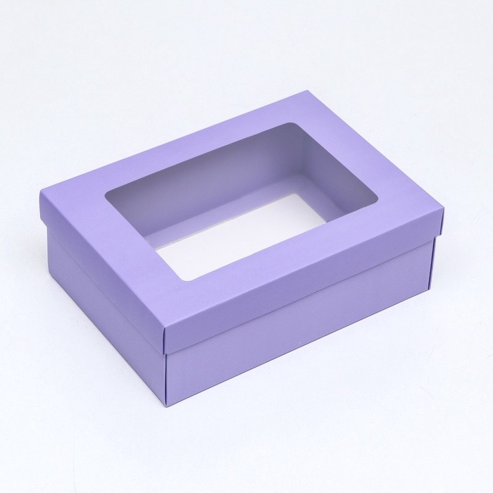 Коробка подарочная складная, упаковка, «Лавандовая», с окном 21×15×7 см