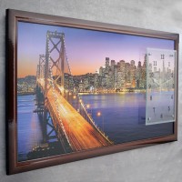 Часы-картина настенные, серия: Город, "Огни большого города и архитектура", 50 х 100 см 154148