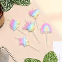 Свечи для торта «Детская радужная вечеринка», 5 шт., разноцветные