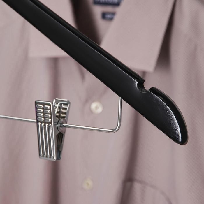 Плечики - вешалка для брюк и юбок SAVANNA, 44.5×1.2×24.5 см, с зажимами, широкие плечики, деревянная сорт А