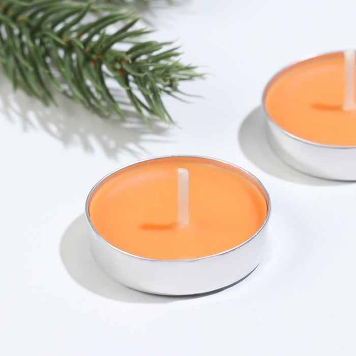 Набор свечей чайных ароматических, 6 шт, апельсин, Новый год