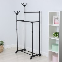 Вешалка - стойка напольная для одежды LaDо́m, с полкой для обуви, двойная, 80×42×156 см, чёрная