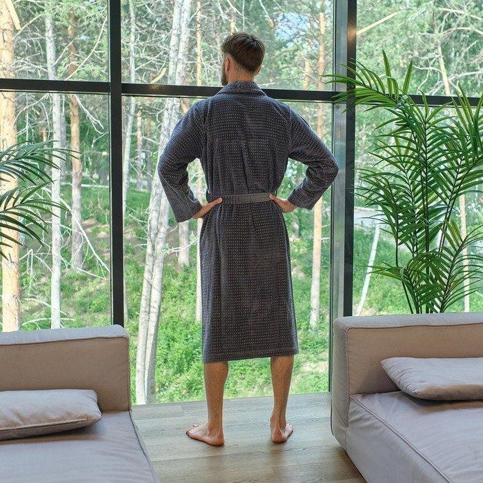 Халат махровый LoveLife "Comfort" цв.серый, р. 56-58 (L) 100%хл, 330 гр/м2