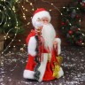 Дед Мороз под ёлку «Зимнее волшебство. С украшенным посохом и мешком» двигается, с подсветкой, 30 см, красный