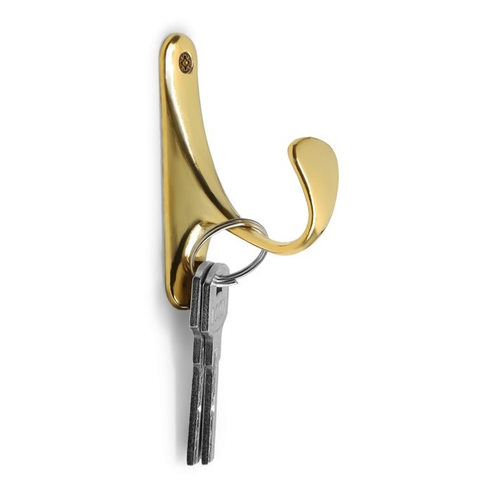 Крючок мебельный ТУНДРА TKO024, однорожковый, золото, 2 шт.