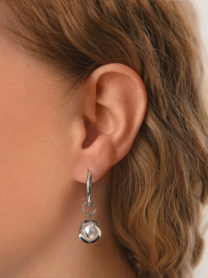 Серьги со съёмным элементом «Трансформер» жемчужина в нитях, цвет белый в серебре