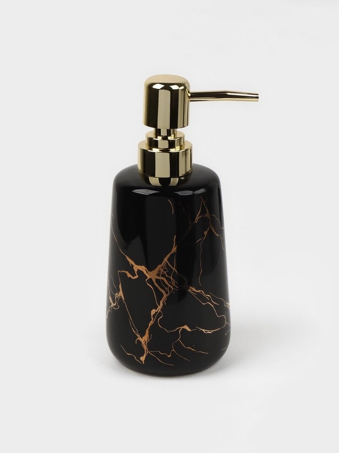 Набор для ванной SAVANNA «Молния», 4 предмета, мыльница, дозатор для мыла, 2 стакана, чёрный