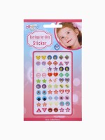 Серьги наклейки детские, пластик, улыбка, яркие, цветные