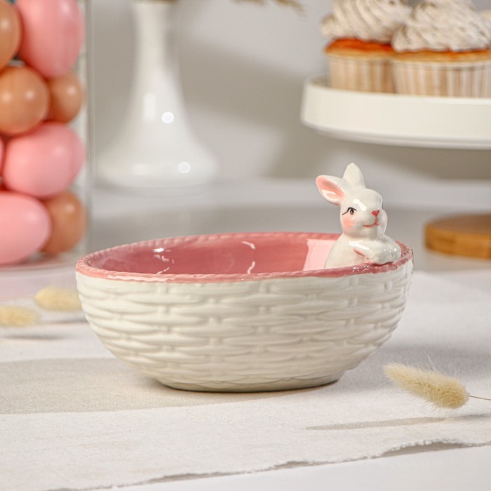 Салатник Доляна «Зайка», 430 мл, 18×14×11 см, розовый