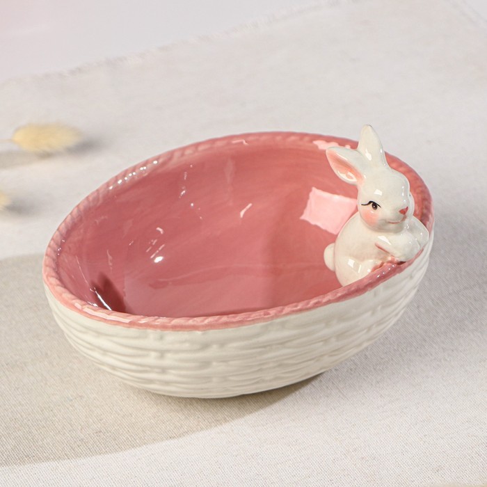 Салатник Доляна «Зайка», 430 мл, 18×14×11 см, розовый