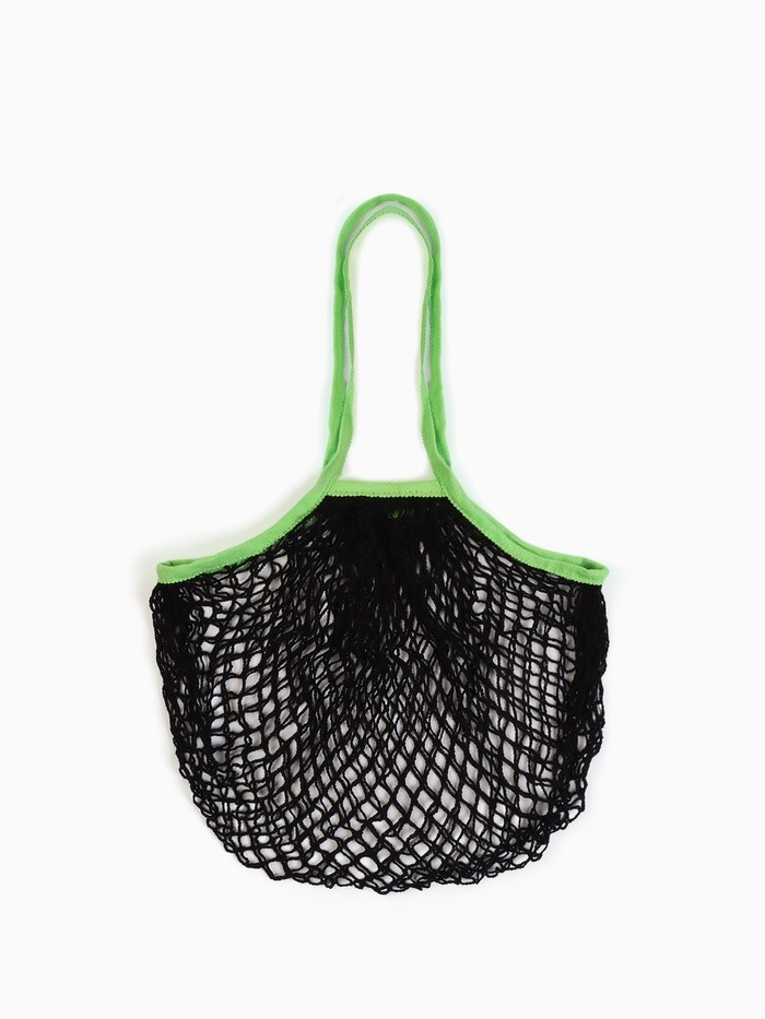 Сумка-авоська хозяйственная, клетка 1.5 см, чёрная/зелёная