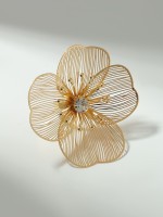 Кольцо «Цветок» стразинка, безразмерное, цвет золото