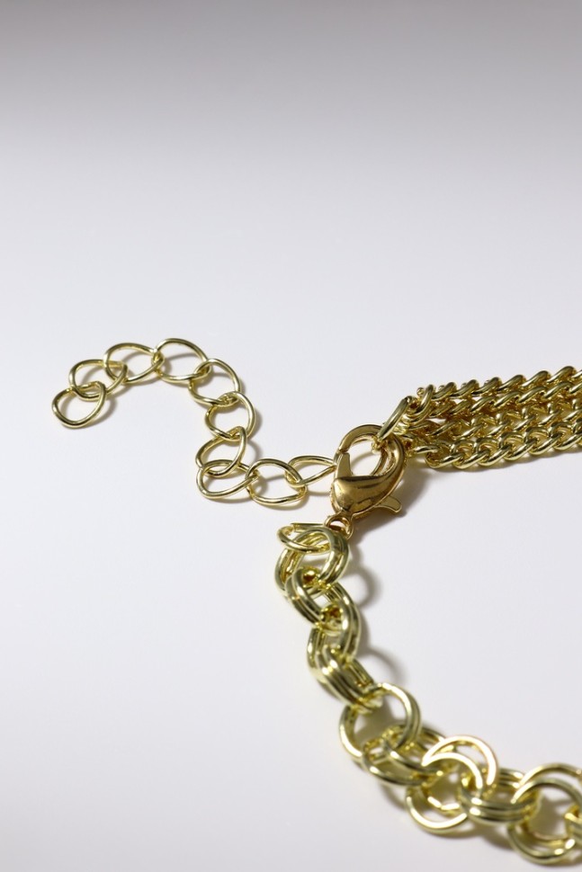 Браслет металл «Цепь» сердце объёмное, цвет золото, L=18 см