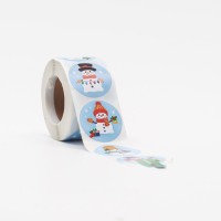 Наклейки   в рулоне "Снеговики", 500 шт,3,8 х 3,8 см