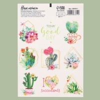 Наклейки бумажные «Суккуленты» , 11 × 15,5 см